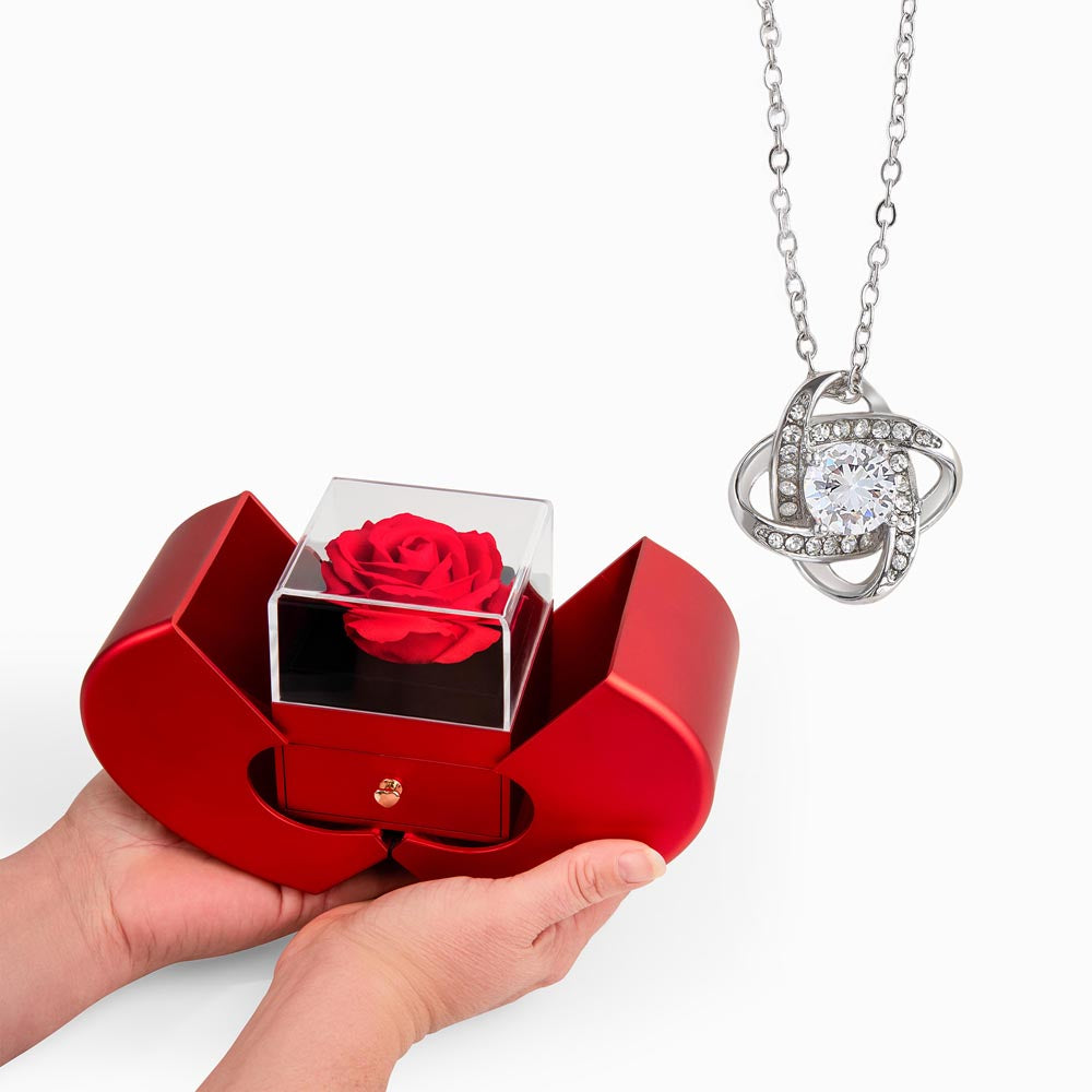 Eternal Love Knot — Necklace with Preserved Rose Gift Box