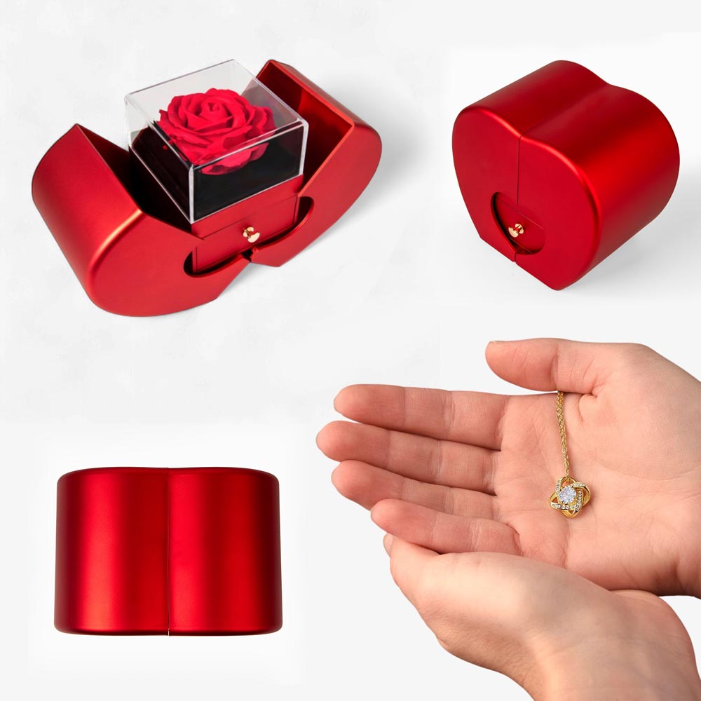 Eternal Love Knot — Necklace with Preserved Rose Gift Box