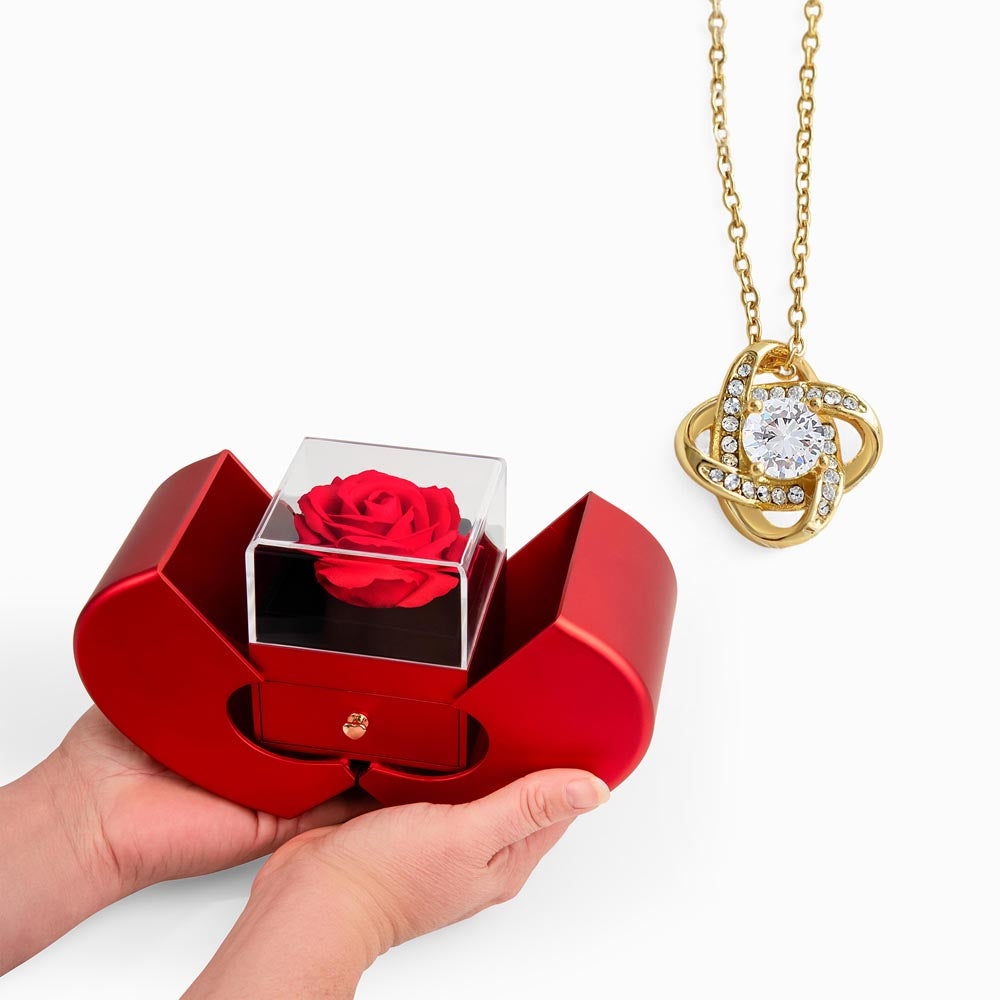 Eternal Love Knot — Necklace with Preserved Rose Gift Box